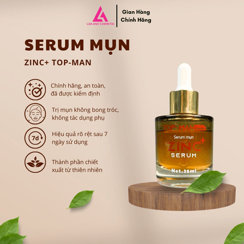 COMBO HẾT MỤN SÁNG DA - SERUM TRỊ MỤN, SỮA RỬA MẶT, KEM CHỐNG NẮNG - TOPMAN LAN ANH