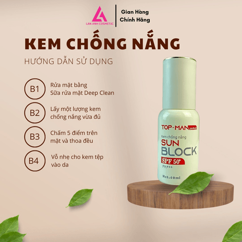 COMBO HẾT MỤN SÁNG DA - SERUM TRỊ MỤN, SỮA RỬA MẶT, KEM CHỐNG NẮNG - TOPMAN LAN ANH
