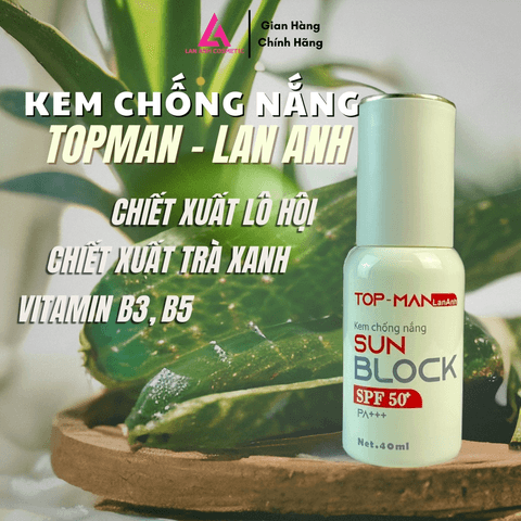 COMBO HẾT MỤN SÁNG DA - SERUM TRỊ MỤN, SỮA RỬA MẶT, KEM CHỐNG NẮNG - TOPMAN LAN ANH