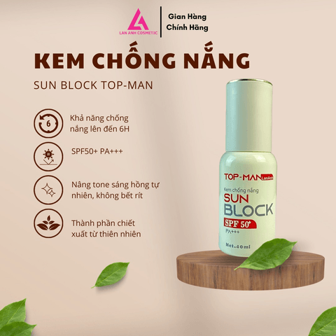 COMBO HẾT MỤN SÁNG DA - SERUM TRỊ MỤN, SỮA RỬA MẶT, KEM CHỐNG NẮNG - TOPMAN LAN ANH