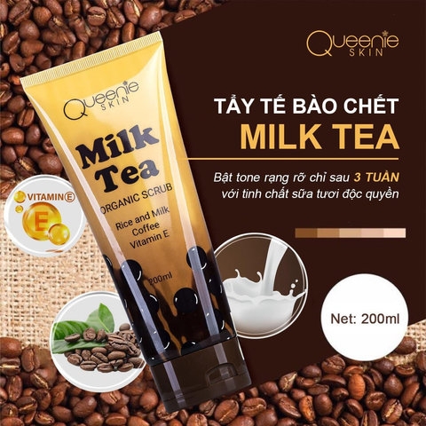 TẨY TẾ BÀO CHẾT MILK TEA 200ML - QUEENIE SKIN