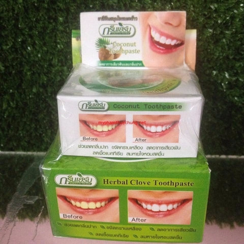 KEM TẨY TRẮNG RĂNG THÁI LAN GREEN HERB HŨ LỚN 25G TẶNG HỦ NHỎ 10G - GDN