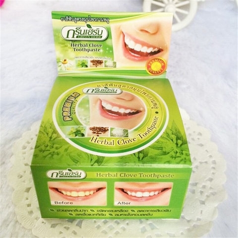 KEM TẨY TRẮNG RĂNG THÁI LAN GREEN HERB HŨ LỚN 25G TẶNG HỦ NHỎ 10G - GDN