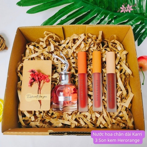 SET QUÀ TẶNG XINH XẮN CHO NỮ NƯỚC HOA + SET 3 SON SIÊU XINH - KIM