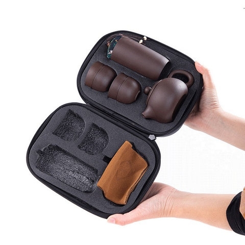 BỘ ẤM TRÀ KÈM TÚI XÁCH DU LỊCH TÁCH PHA CHÈ GỐM ĐẸP BỘ QUÀ TẶNG BÌNH CHÀ ĐẤT NUNG TỬ SA CAO CẤP - PHƯƠNG THỦY MART