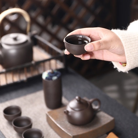 BỘ ẤM TRÀ KÈM TÚI XÁCH DU LỊCH TÁCH PHA CHÈ GỐM ĐẸP BỘ QUÀ TẶNG BÌNH CHÀ ĐẤT NUNG TỬ SA CAO CẤP - PHƯƠNG THỦY MART