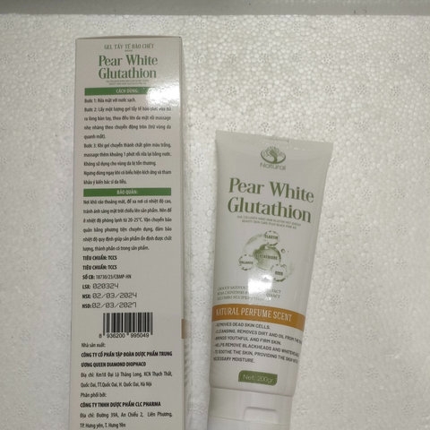 GEL TẨY TẾ BÀO CHẾT PEAR WHITE GLUTATHION LÀM SẠCH DA,NGỪA VI KHUẨN ,MỤN,TĂNG SINH COLLAGEN,BỔ XUNG GLUTATHION LÀM TRÁNG DA GIẢM SẮC TỐ GÂY NÁM SẠM DA-DIOPHACO
