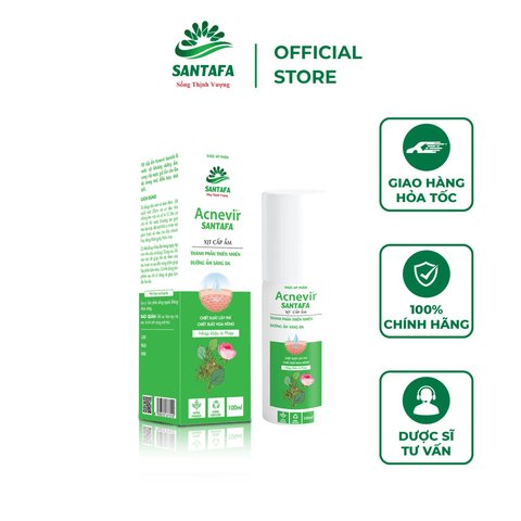 XỊT KHOÁNG GIÚP CẤP ẨM SÁNG DA TỪ THIÊN NHIÊN ACNEVIR SANTAFA - CHAI 100ML3 - SANTAFA
