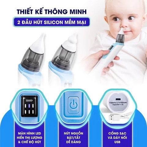 MÁY HÚT MŨI LÀM SẠCH MŨI CHO BÉ THẾ HỆ MỚI 6 CẤP ĐỘ HÚT, SẠC PIN USB 55957 - LADY'S PASSION