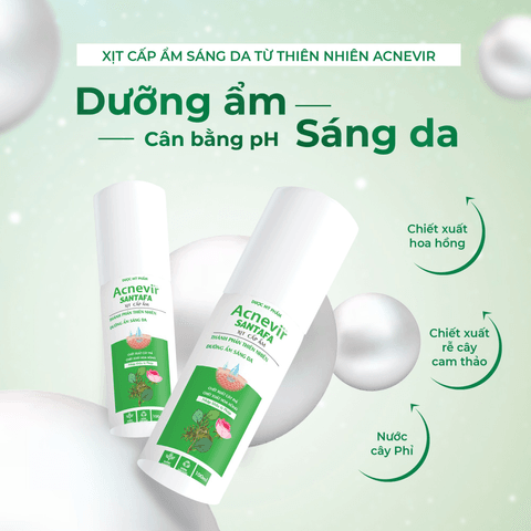 XỊT KHOÁNG GIÚP CẤP ẨM SÁNG DA TỪ THIÊN NHIÊN ACNEVIR SANTAFA - CHAI 100ML3 - SANTAFA