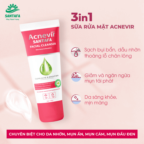KEM GIẢM MỤN ĐẦU ĐEN, MỤN CÁM ACNEVIR SANTAFA THÀNH PHẦN THIÊN NHIÊN TUÝP 10GR - SANTAFA
