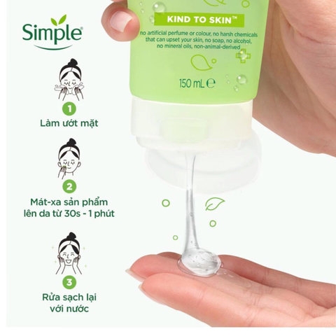 SỮA RỬA MẶT SIMPLE 150ML LÀNH TÍNH DỊU NHẸ CHO DA NHẠY CẢM/DA DẦU MỤN - GDN