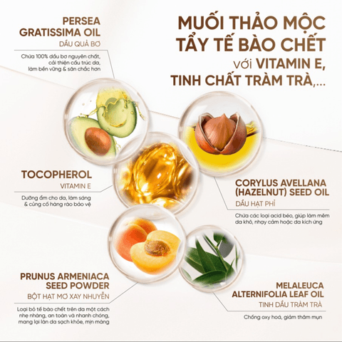 MUỐI THẢO MỘC TẨY TẾ BÀO CHẾT HỖ TRỢ GIẢM MỤN CƠ THỂ, GIẢM VIÊM NANG LÔNG FREYA COSMOS HERBAL RENEWAL BODY SCRUBS 150GR