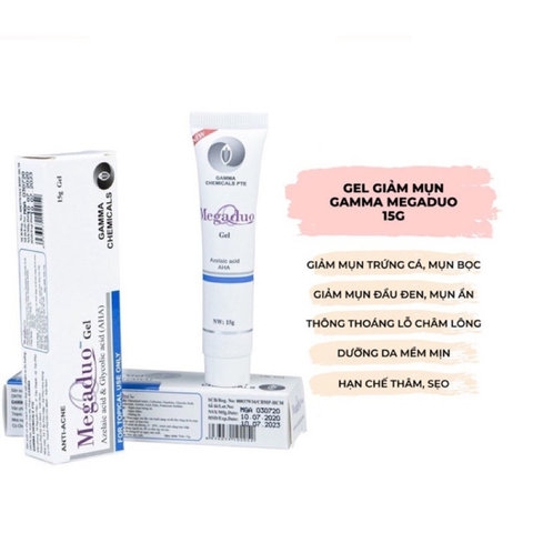 MEGADUO GEL GAMMA CHEMICALS, GEL GIẢM MỤN ẨN VÀ THÂM, GIẢM MỤN ĐẦU ĐEN 15G - GDN