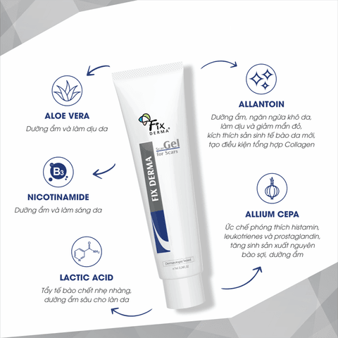 GEL LÀM MỜ SẸO SCAR GEL -FIXDERMA DO MỤN, BỎNG, RẠN DA, VẾT THƯƠNG (TUÝP 7ML)