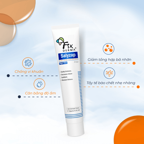 GEL GIẢM MỤN, NGĂN NGỪA HÌNH THÀNH NHÂN MỤN MỚI SALYZAP NIGHT TIME- FIXDERMA TUÝP 20G