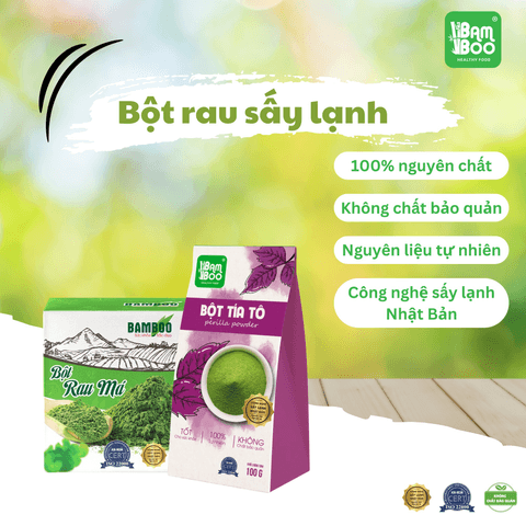 COMBO DETOX DƯỠNG DA GIẢM MỤN BỘT RAU MÁ - TÍA TÔ BAMBOO NGUYÊN CHẤT