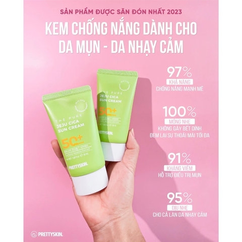 KEM CHỐNG NẮNG PHỔ RỘNG RAU MÁ PRETTYSKIN 50ML SPF50+ DƯỠNG ẨM CHỐNG NẮNG AD584