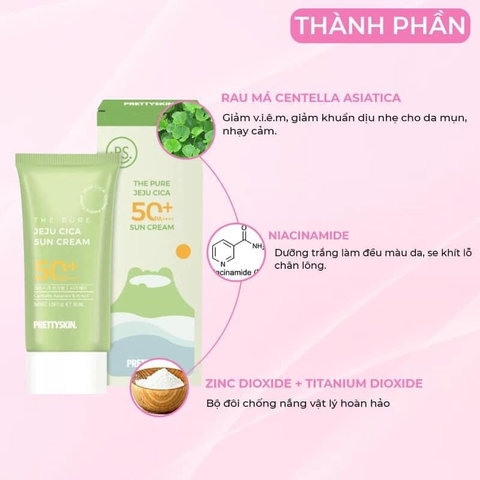 KEM CHỐNG NẮNG PHỔ RỘNG RAU MÁ PRETTYSKIN 50ML SPF50+ DƯỠNG ẨM CHỐNG NẮNG AD584