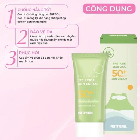 KEM CHỐNG NẮNG PHỔ RỘNG RAU MÁ PRETTYSKIN 50ML SPF50+ DƯỠNG ẨM CHỐNG NẮNG AD584