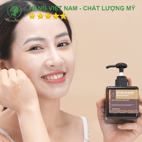 SỮA TẮM HỮU CƠ CHO MẸ DƯỠNG DA TRẮNG MỊN, NGỪA MỤN VIÊM 250ML - WONMOM