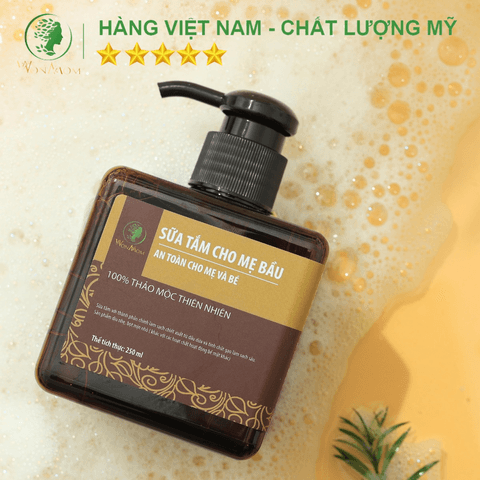 SỮA TẮM HỮU CƠ CHO MẸ DƯỠNG DA TRẮNG MỊN, NGỪA MỤN VIÊM 250ML - WONMOM