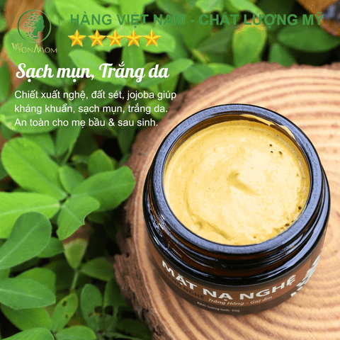 MẶT NẠ NGHỆ TRẮNG DA, SẠCH MỤN WONMOM 50G