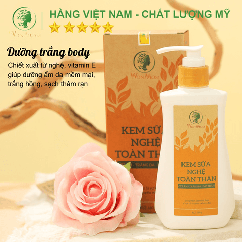 KEM SỮA NGHỆ TOÀN THÂN TRẮNG BODY, SẠCH THÂM RẠN WONMOM 150G