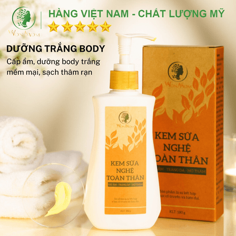 COMBO DƯỠNG TRẮNG DA TOÀN DIỆN CHO MẸ SAU SINH WONMON (KEM SỮA NGHỆ TOÀN THÂN + KEM NGHỆ TƯƠI)