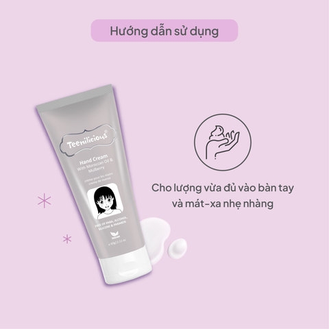 KEM DƯỠNG DA TAY CHIẾT XUẤT HẠT ARGAN & DÂU TẰM HAND CREAM WITH MOROCCAN OIL & MULBERRY TEENILICIOUS ( TUÝP/60G)