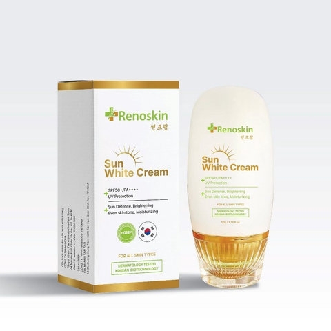MUA 1 TẶNG 1] COMBO HÈ KHÔNG SỢ NẮNG - KEM CHỐNG NẮNG THẢO DƯỢC SUN WHITE CREAM KOREA 50G
