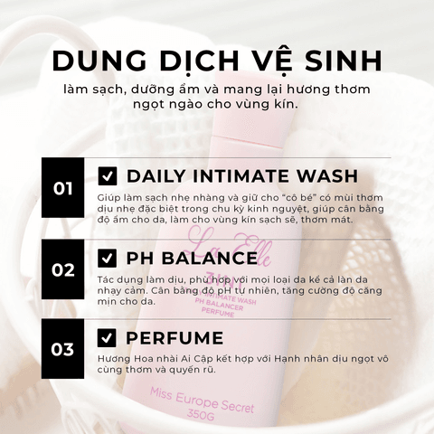 DUNG DỊCH VỆ SINH PHỤ NỮ LA ELLE 3IN1 HƯƠNG THƠM DỊU NHẸ DÒNG CAO CẤP 350G CHIẾT XUẤT TỰ NHIÊN BẰNG CÔNG NGHỆ EU-NANO HỖ TRỢ LÀM SẠCH, DƯỠNG ẨM, KHỬ MÙI, CÂN BẰNG PH
