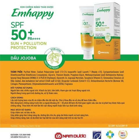 KEM CHỐNG NẮNG THẢO DƯỢC EMHAPPY KT1-GDN