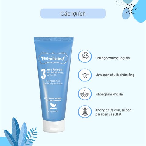 GEL TRỊ MỤN TEENILICIOUS ACNE FACE GEL (30G)