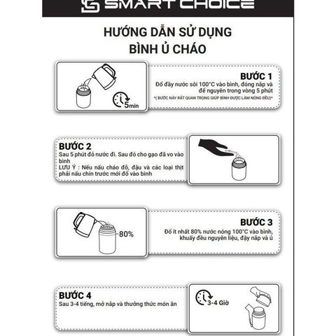 BÌNH Ủ CHÁO GIỮ NHIỆT INOX 304 1050ML TẶNG KÈM MUỖNG SMARTCHOICE SCG-PK016-SMARTCHOICE