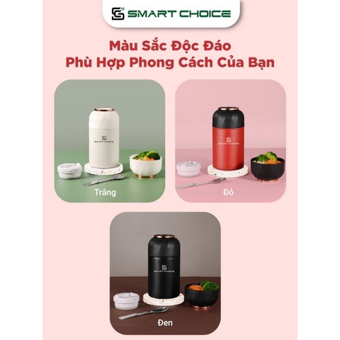 BÌNH Ủ CHÁO GIỮ NHIỆT INOX 304 1050ML TẶNG KÈM MUỖNG SMARTCHOICE SCG-PK016-SMARTCHOICE