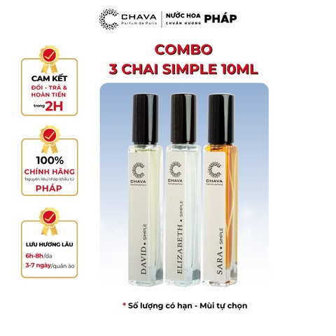 COMBO 3 CHAI NƯỚC HOA SIMPLE 10ML BẤT KỲ - CHAVA