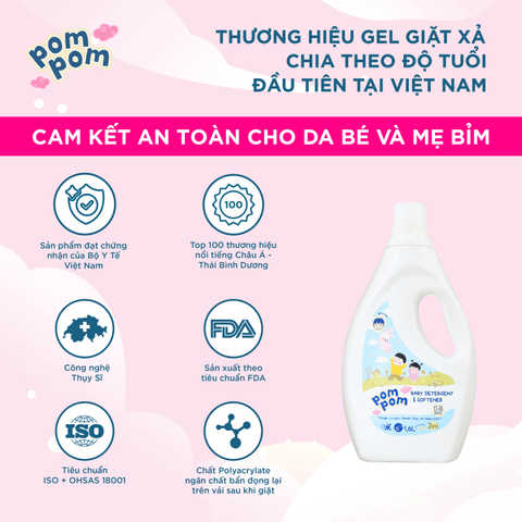 2 THÙNG 8 CHAI 1.6L] - DÀNH CHO BÉ SƠ SINH - GEL GIẶT XẢ ĐẬM ĐẶC 2IN1