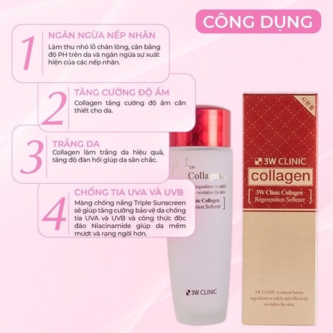 NƯỚC HOA HỒNG 3W CLINIC COLLAGEN CẤP ẨM DƯỠNG BÓNG CĂNG MỊN CHO DA AD628