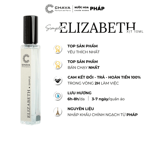 NƯỚC HOA NỮ MINI SIMPLE ELIZABETH 10ML PHONG CÁCH XỊT - CHAVA