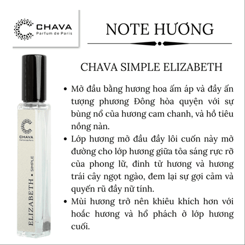 NƯỚC HOA NỮ MINI SIMPLE ELIZABETH 10ML PHONG CÁCH XỊT - CHAVA