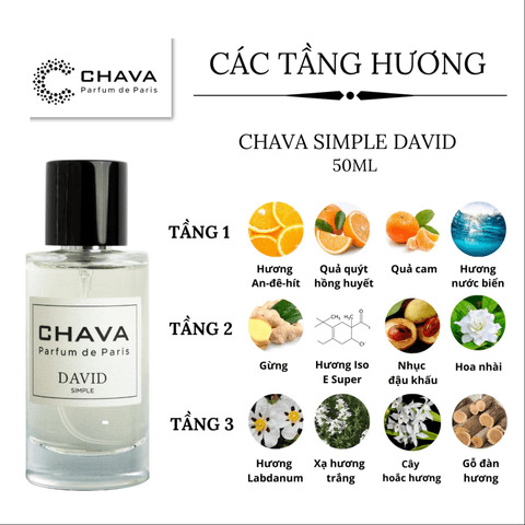 NƯỚC HOA NAM SIMPLE DAVID 50ML PHONG CÁCH XỊT - CHAVA