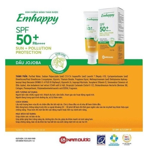 KEM CHỐNG NẮNG EMHAPPY 4 IN 1: CHỐNG NẮNG – DƯỠNG ẨM – CHỐNG LÃO HÓA – NÂNG TONE NHẸ NHÀNG - SU