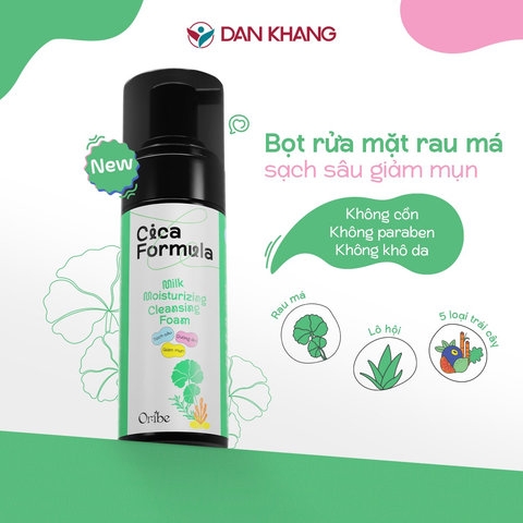 SỮA RỬA MẶT RAU MÁ TẠO BỌT ORIBE CICA FORMULA LÀM SẠCH SÂU DƯỠNG ẨM CHO DA MỤN DA DẦU NHẠY CẢM 120ML