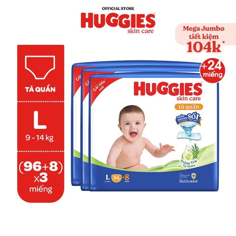 COMBO 3 GÓI TÃ QUẦN HUGGIES SKINCARE MEGA