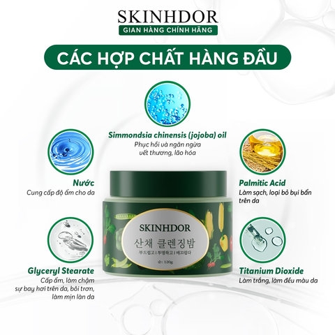 [HỘP 1 HŨ] KEM TẨY TRANG RAU CỦ SẠCH SÂU, DƯỠNG ẨM MASSAGE, HỖ TRỢ LÀM SÁNG DA VEGETABLES DETOX SKINHDOR CREAM 120G