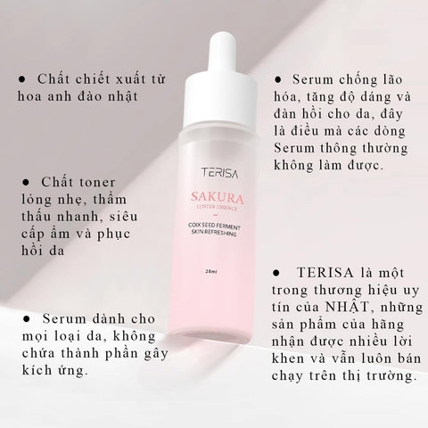 [HỘP 1 LỌ] SERUM 8 LỚP DƯỠNG ẨM PHỤC HỒI SÁNG DA TERISA SAKURA