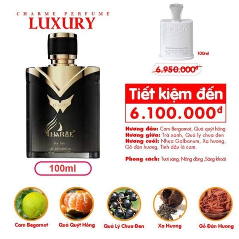 NƯỚC HOA CHARME LUXURY CHAI 100ML - ĐẲNG CẤP NƯỚC HOA NAM - NHÀ QUÂN STORE