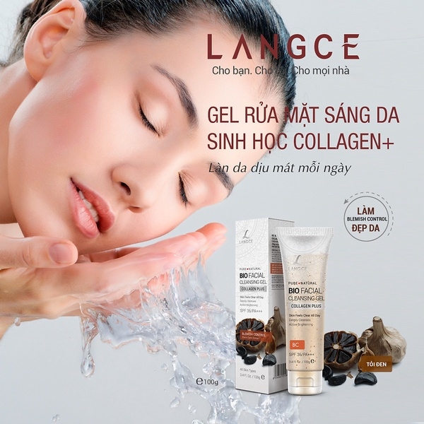 GEL RỬA MẶT COLLAGEN TỎI ĐEN TRẮNG DA, ĐẸP DA VÀ TRẺ HÓA DA - LANGCE