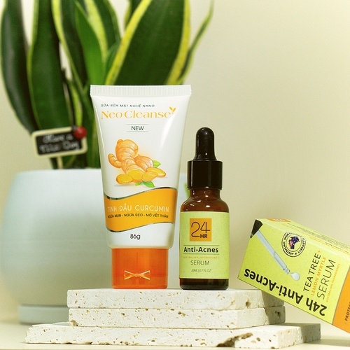 BỘ ĐÔI CHO MỤN SƯNG ĐỎ, SỮA RỬA MẶT NGHỆ NEO CLEANSER 86G & SERUM TRÀM TRÀ 24H ANTI-ACNES 20ML - NEO CLEANSER